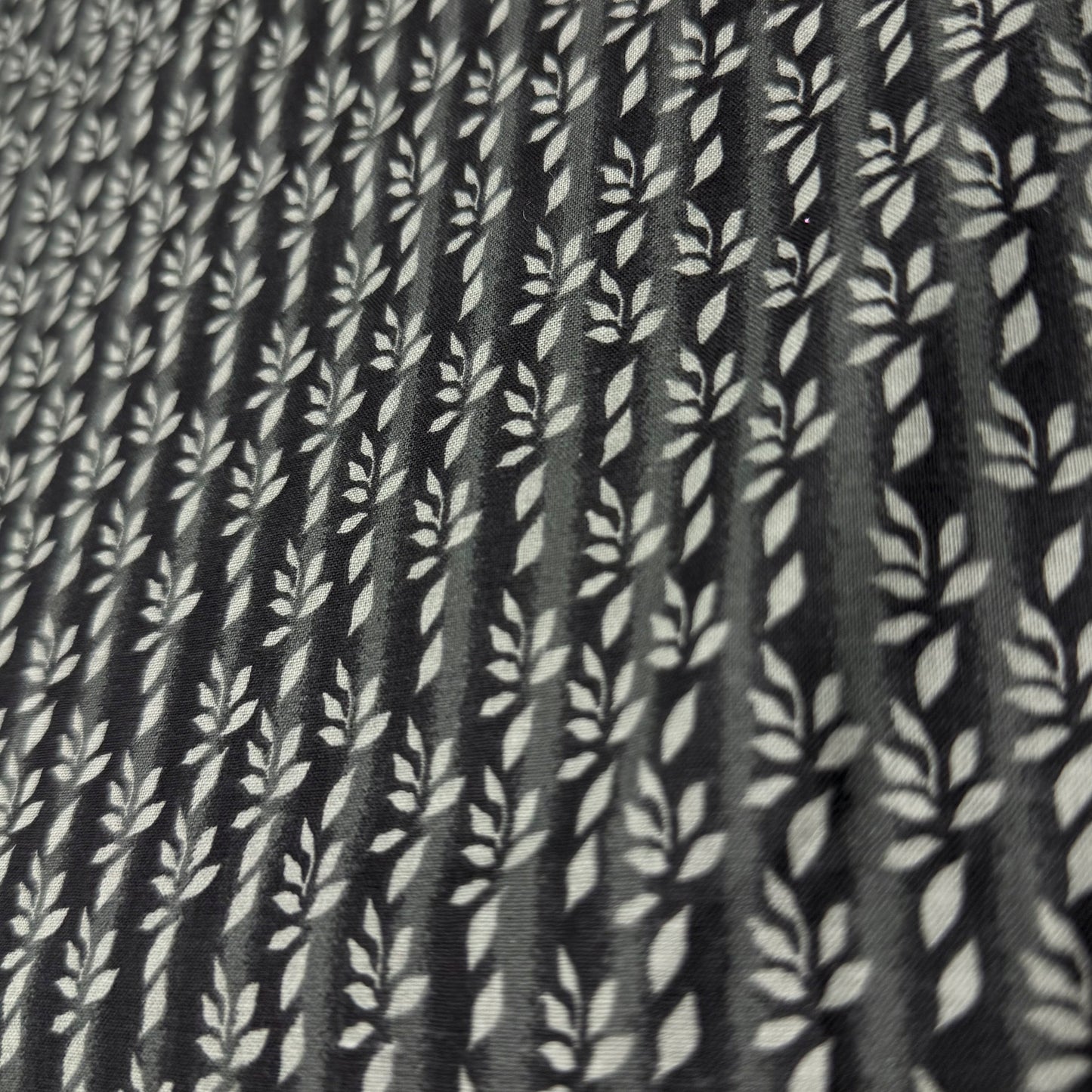 4 1/3 Yds x 45" Grey Stripe Leaves Heide Beth Designs Cotton Fabric