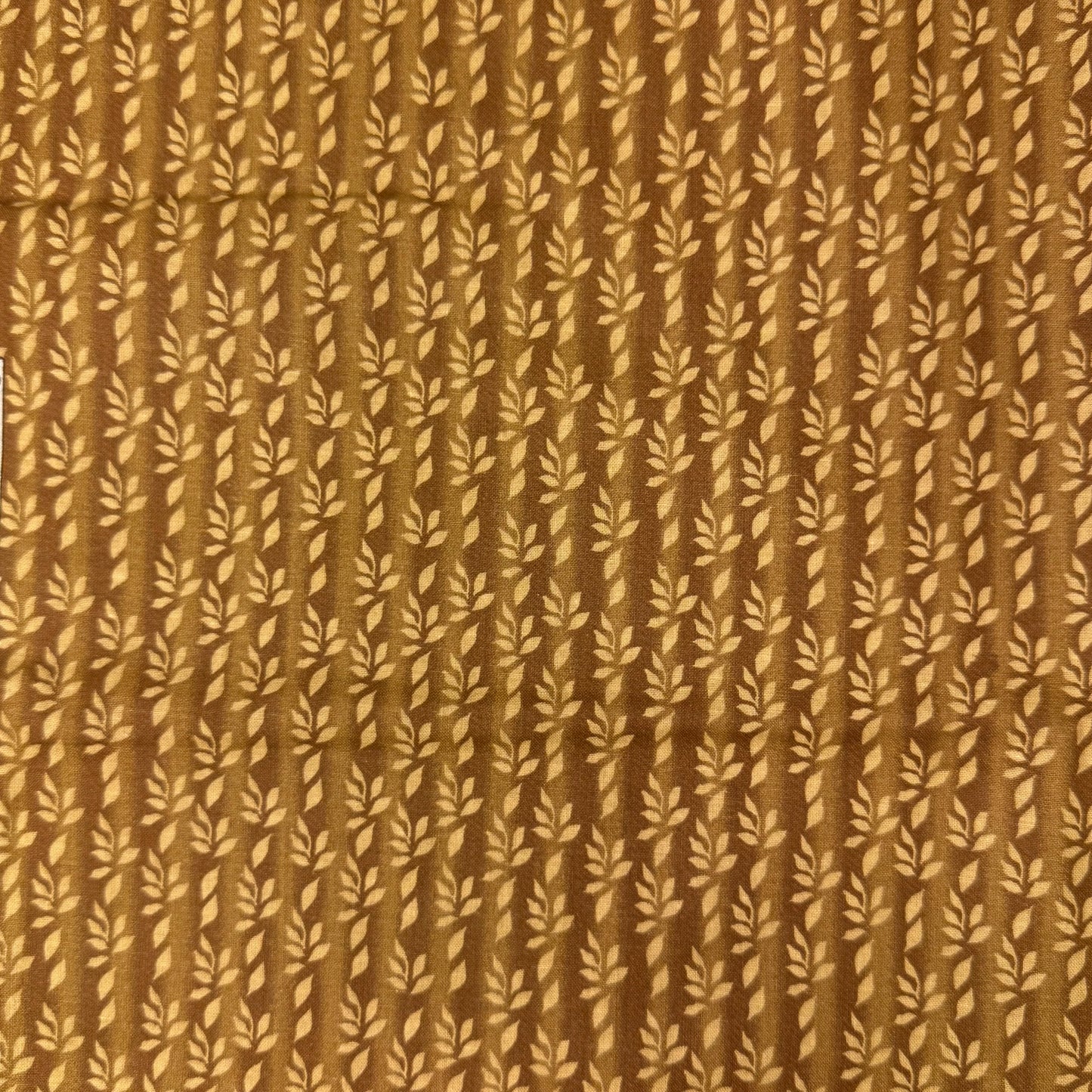5 Yds x 45" Tan Stripe Leaves Heide Beth Designs Cotton Fabric
