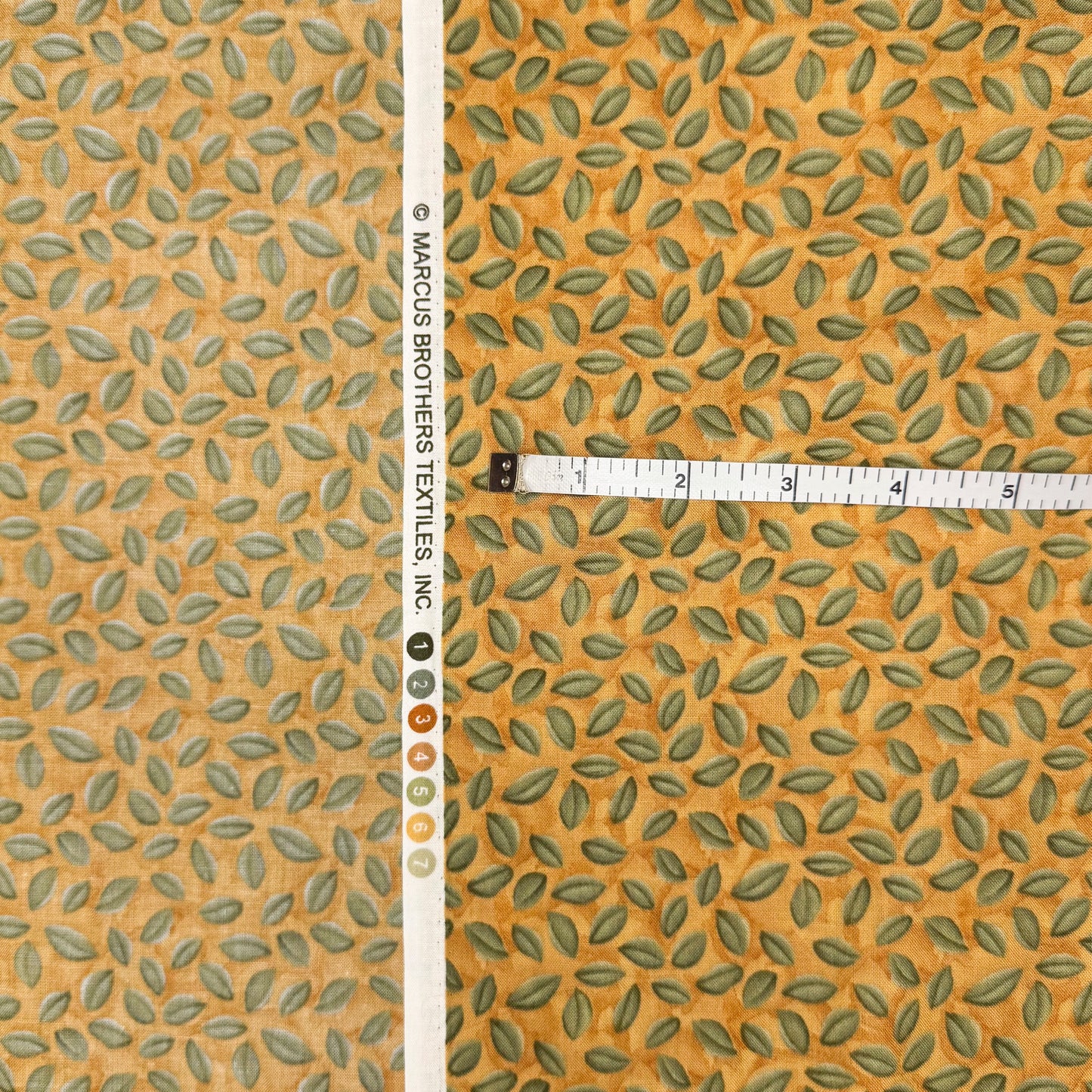 5 2/3 Yds x 44" Green Brown Leaves Marcus Brothers Textiles Cotton Fabric