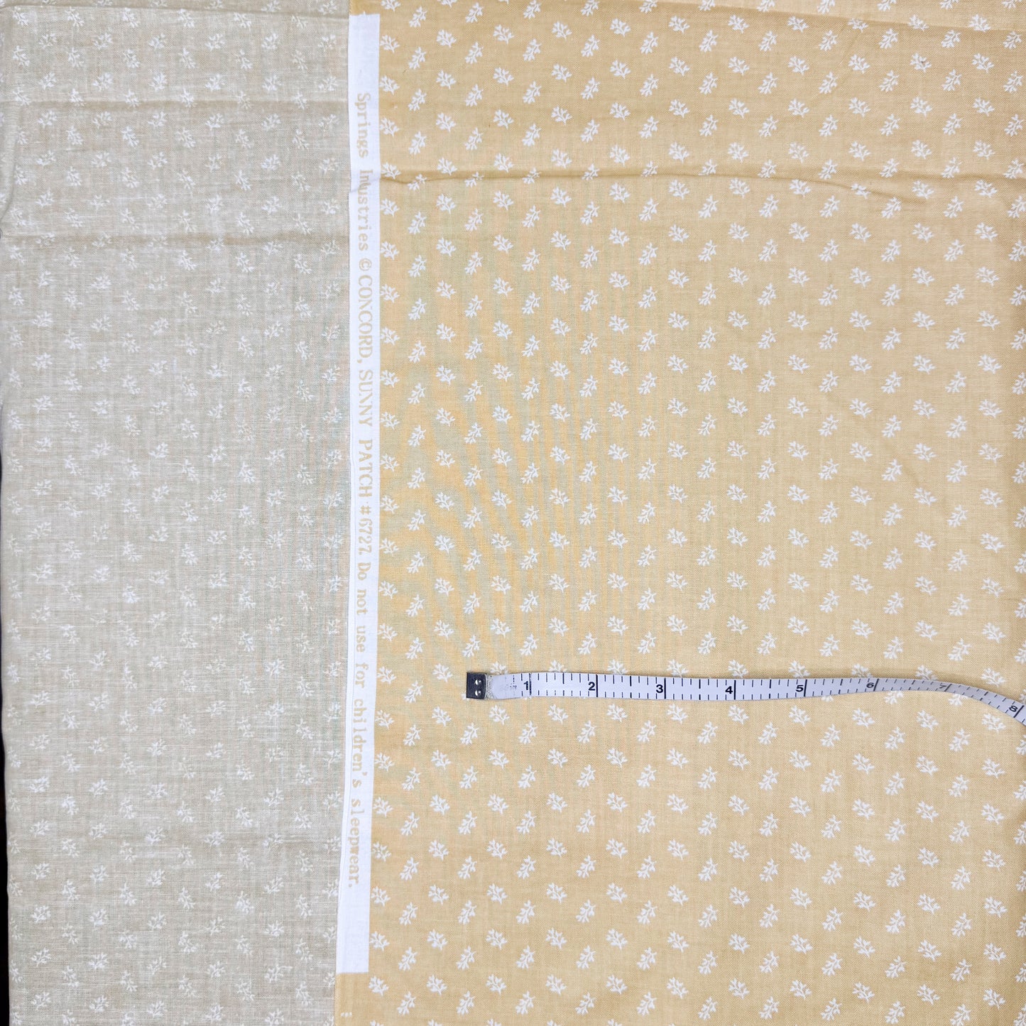 3 3/4 Yds x 44" Yellow Tiny Leaf Concord Sunny Patch Cotton Fabric