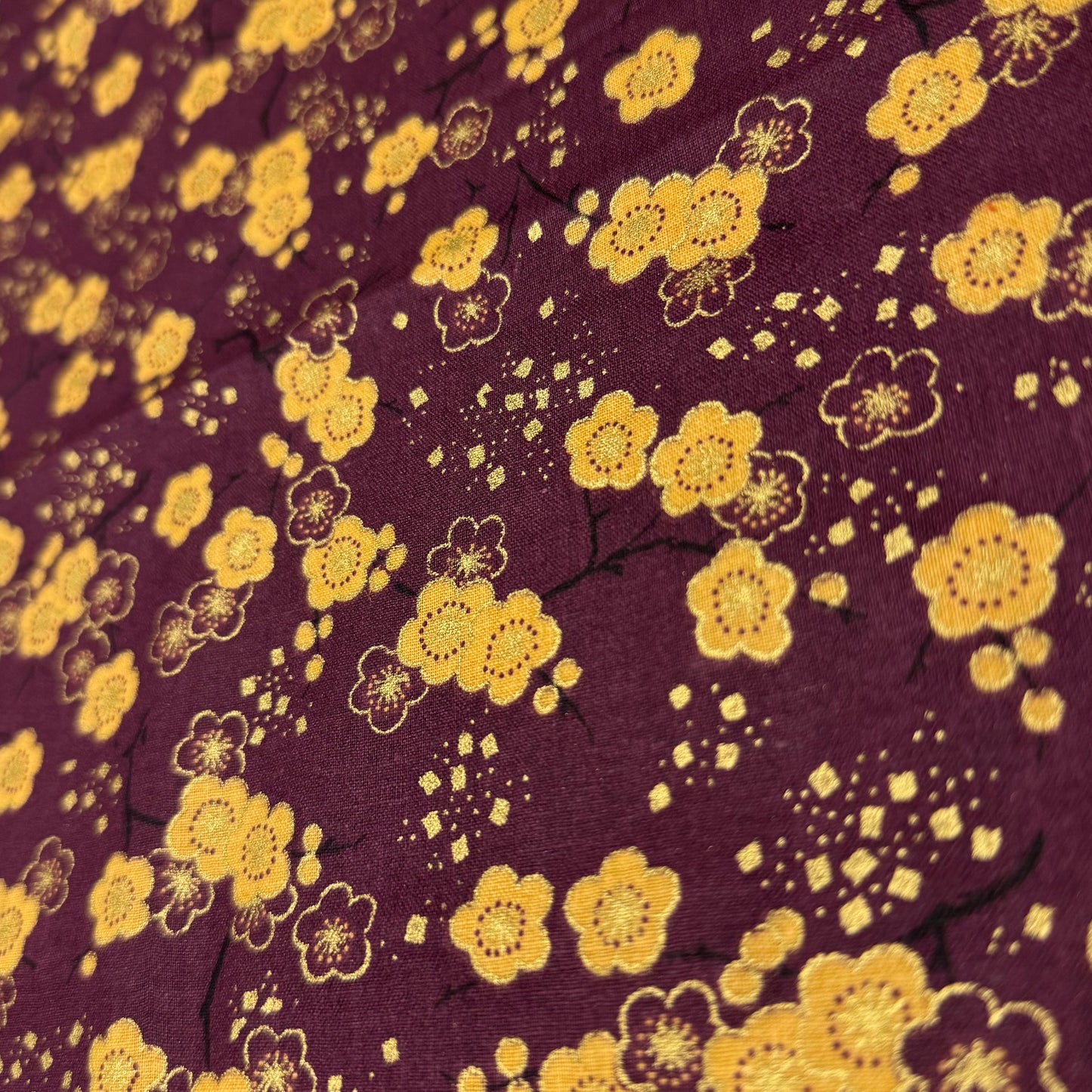 1 1/4 Yds x 46" Maroon Gold Floral Classic Cottons Cotton Fabric