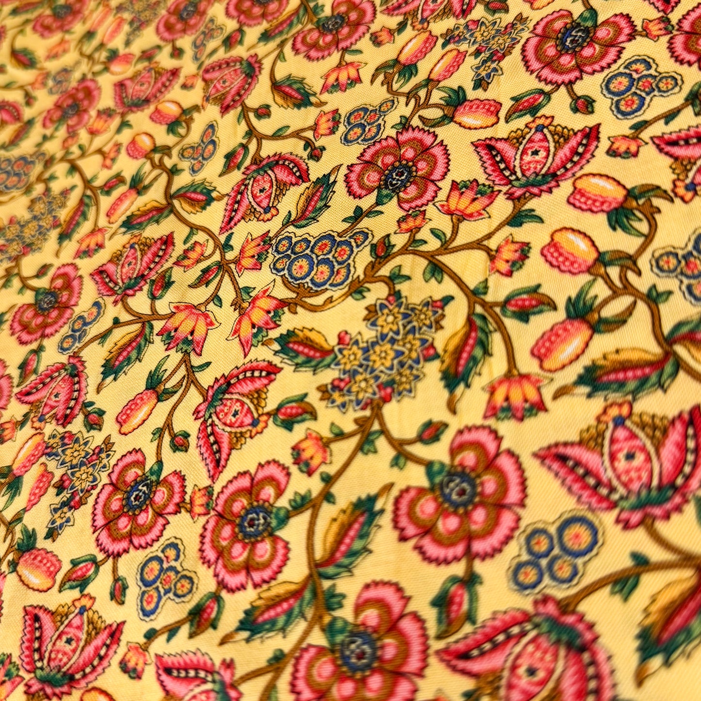 3 Yds x 45" Yellow Paisley Floral Cotton Fabric