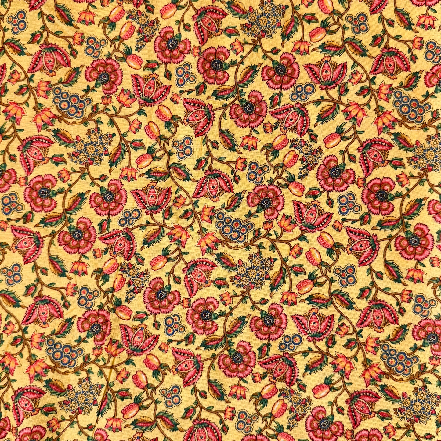 3 Yds x 45" Yellow Paisley Floral Cotton Fabric