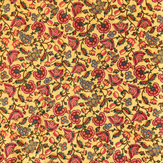 3 Yds x 45" Yellow Paisley Floral Cotton Fabric