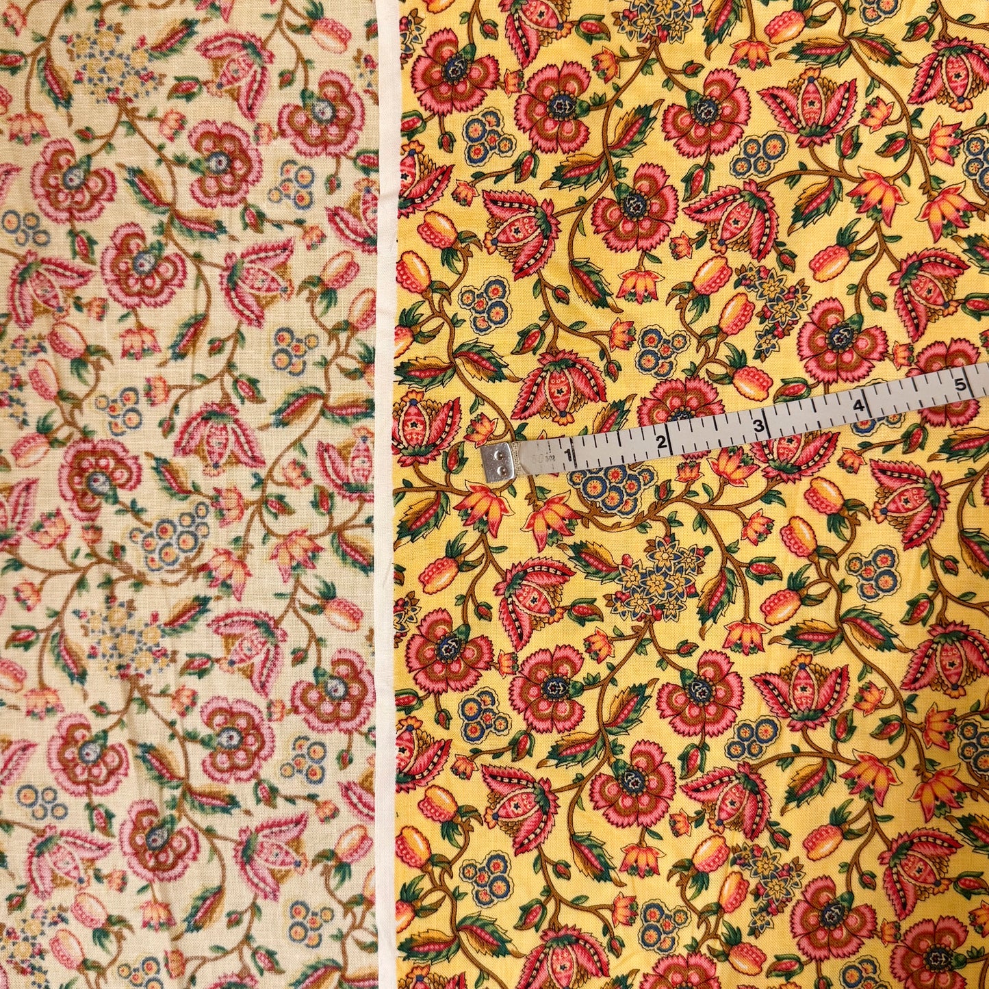 3 Yds x 45" Yellow Paisley Floral Cotton Fabric