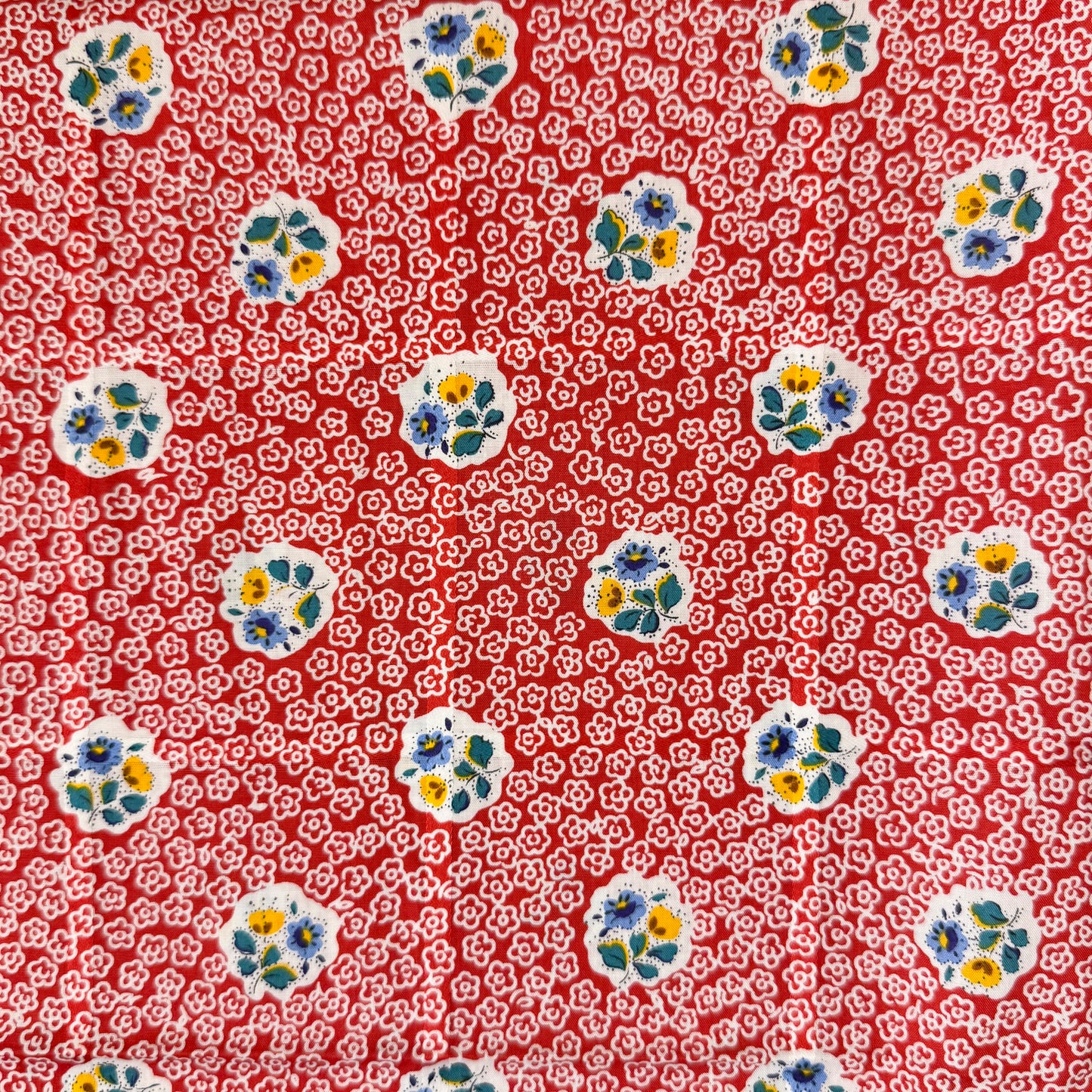 4 Yds x 44" Red and White Floral Swiss Cotton Lawn Fabric