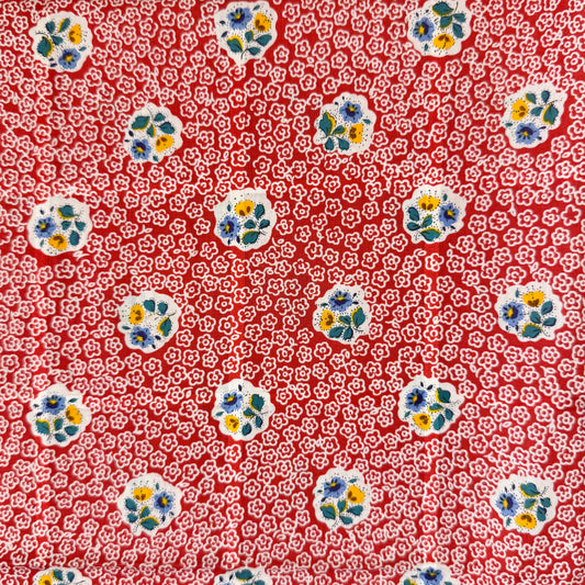 4 Yds x 44" Red and White Floral Swiss Cotton Lawn Fabric