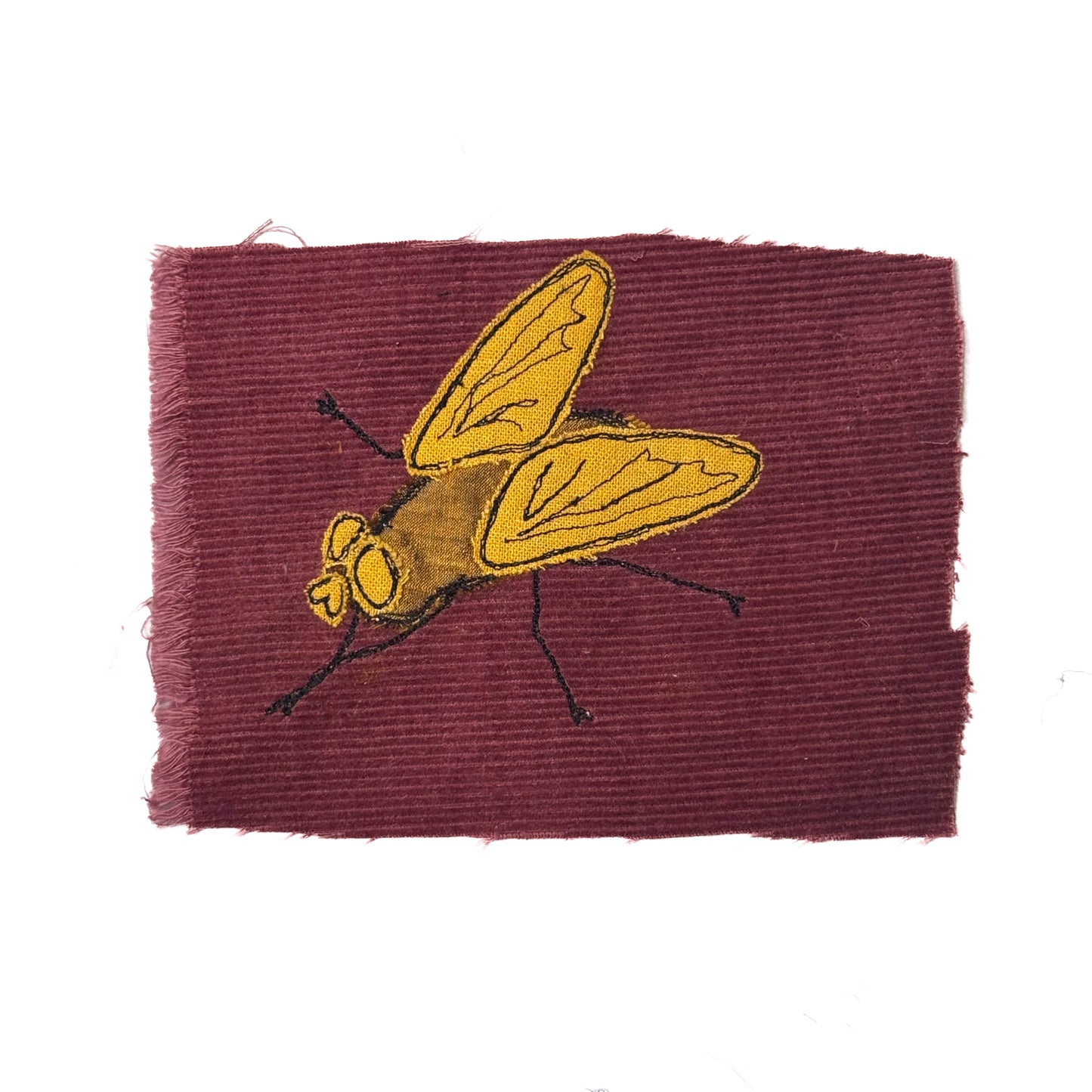 Fly Sew-on Patch, 4" x 5", Corduroy, Silk, Linen