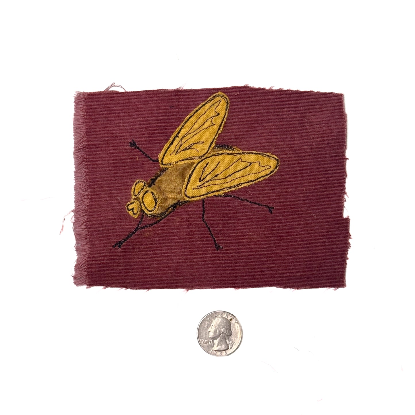 Fly Sew-on Patch, 4" x 5", Corduroy, Silk, Linen