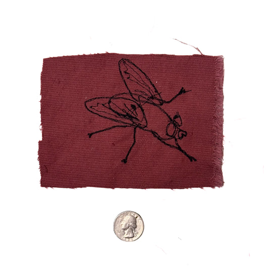 Fly Sew-on Patch, 4" x 5", Corduroy, Silk, Linen