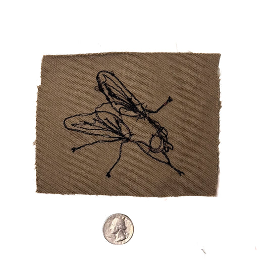 Fly Sew-on Patch, 4" x 5", Denim, Corduroy, Linen