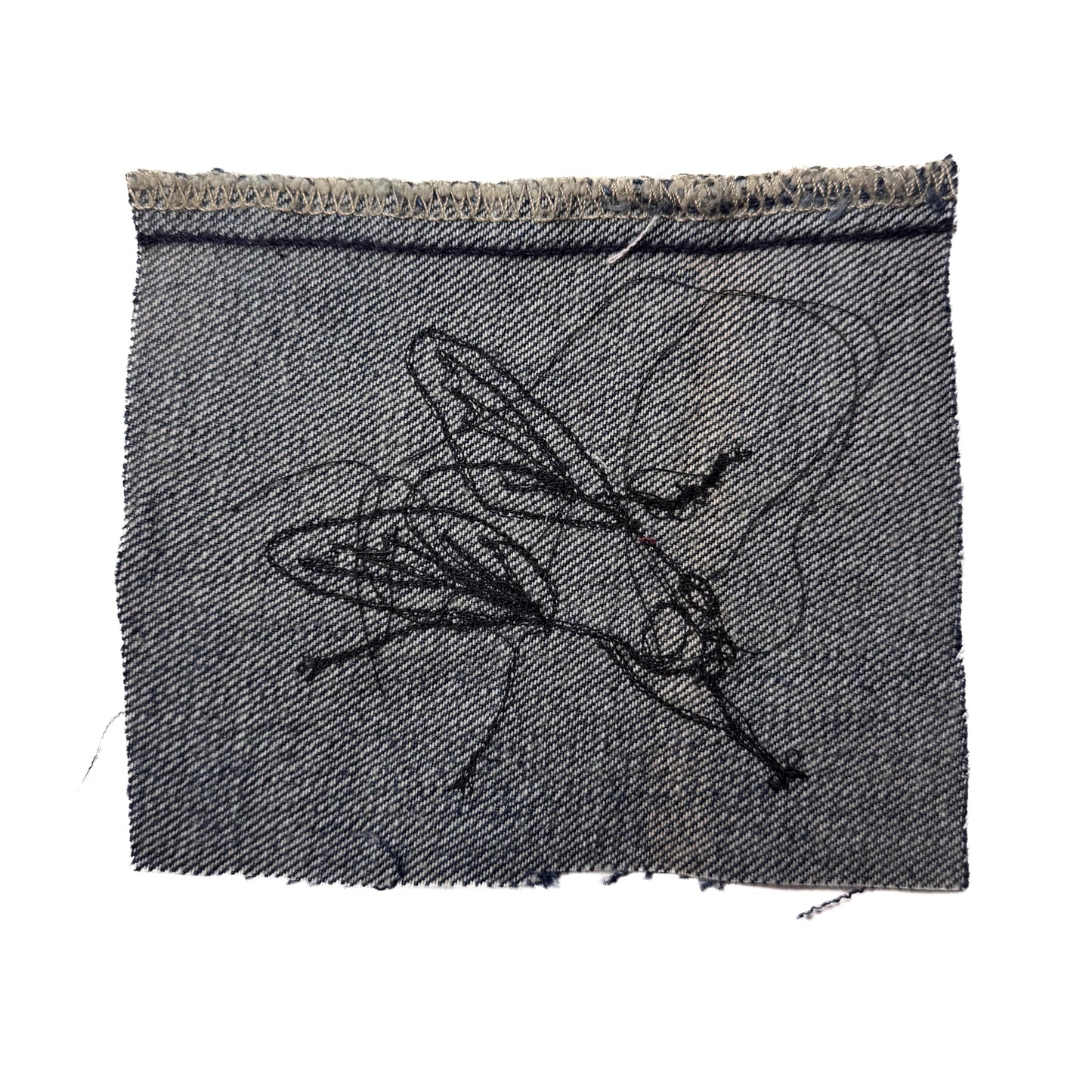 Fly Sew-On Patch, 4" x 6", Denim, Cotton