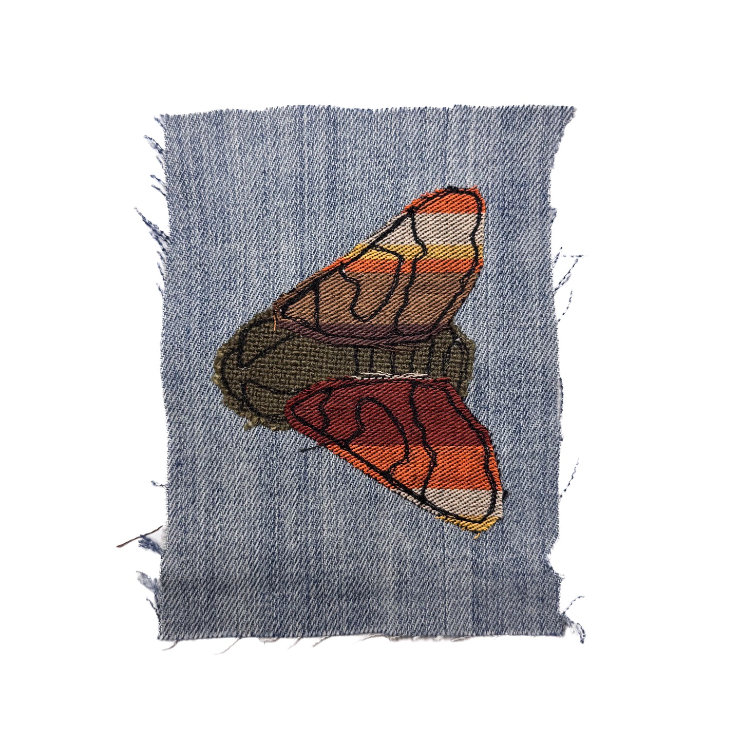 Moth Sew-On Patch, 4" x 5", Denim, Cotton, Burlap
