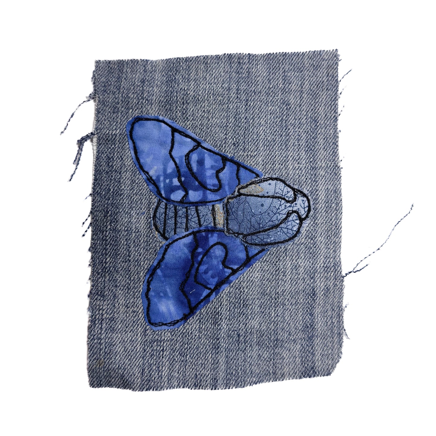 Moth Sew-On Patch, 4" x 5", Denim, Cotton