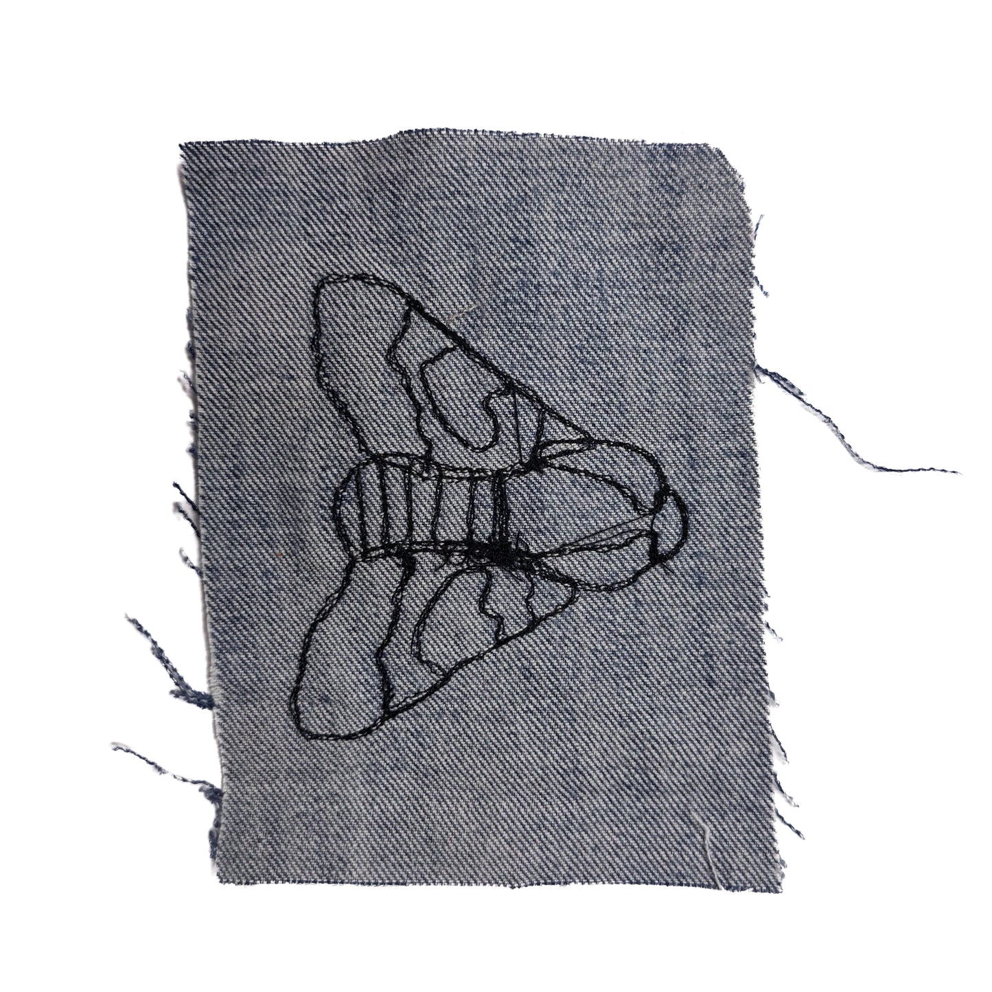 Moth Sew-On Patch, 4" x 5", Denim, Cotton