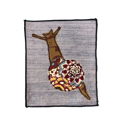 Snail Sew-On Patch, 6" x 7", Denim, Cotton, Finished Edge