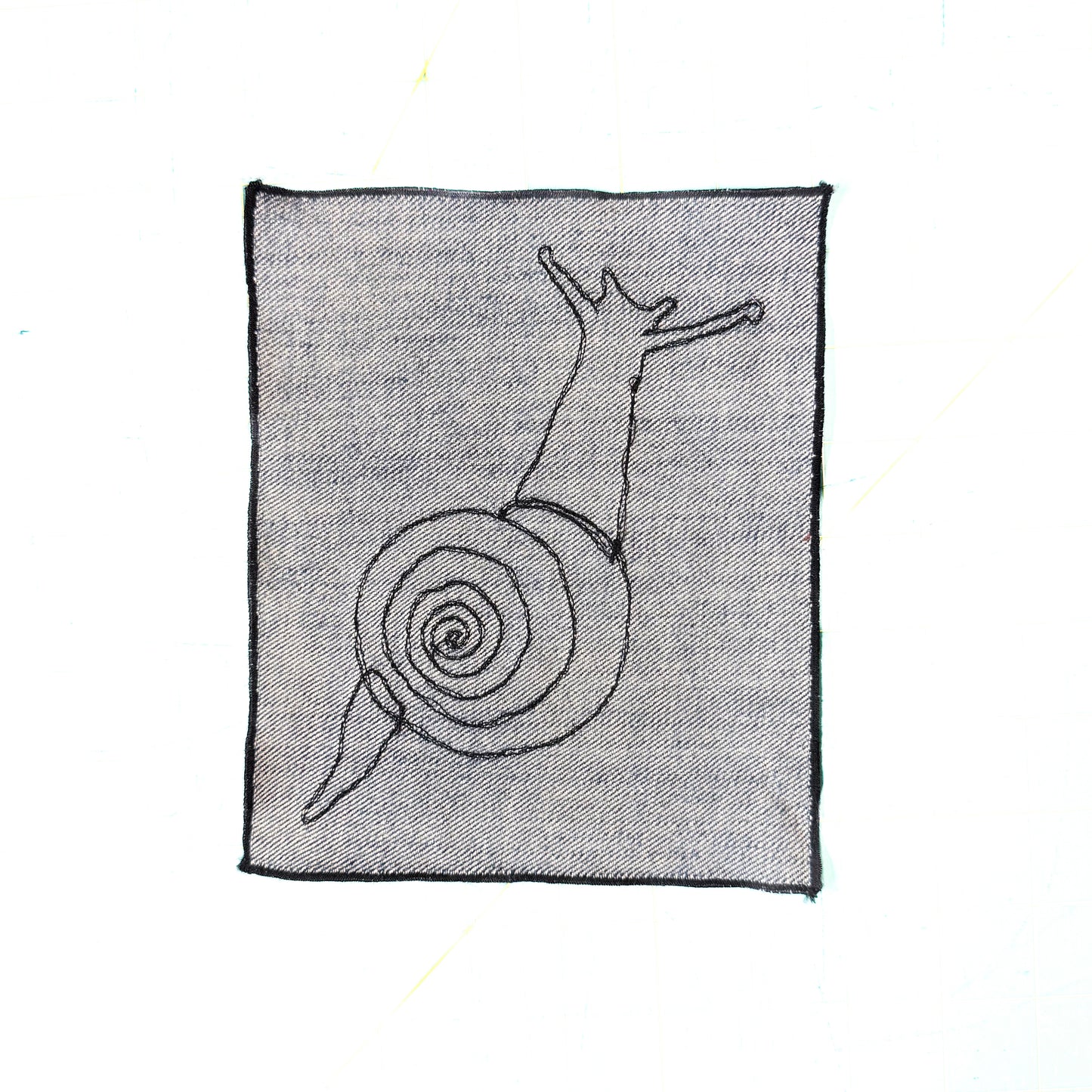 Snail Sew-On Patch, 6" x 7", Denim, Cotton, Finished Edge