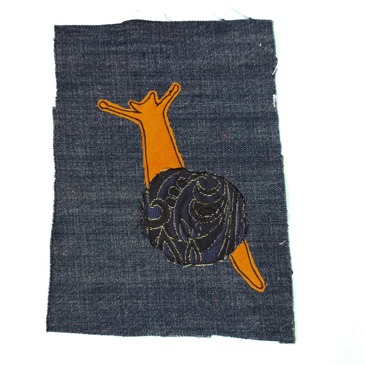 Snail Sew-On Patch, 7" x 9", Denim, Cotton, Brocade