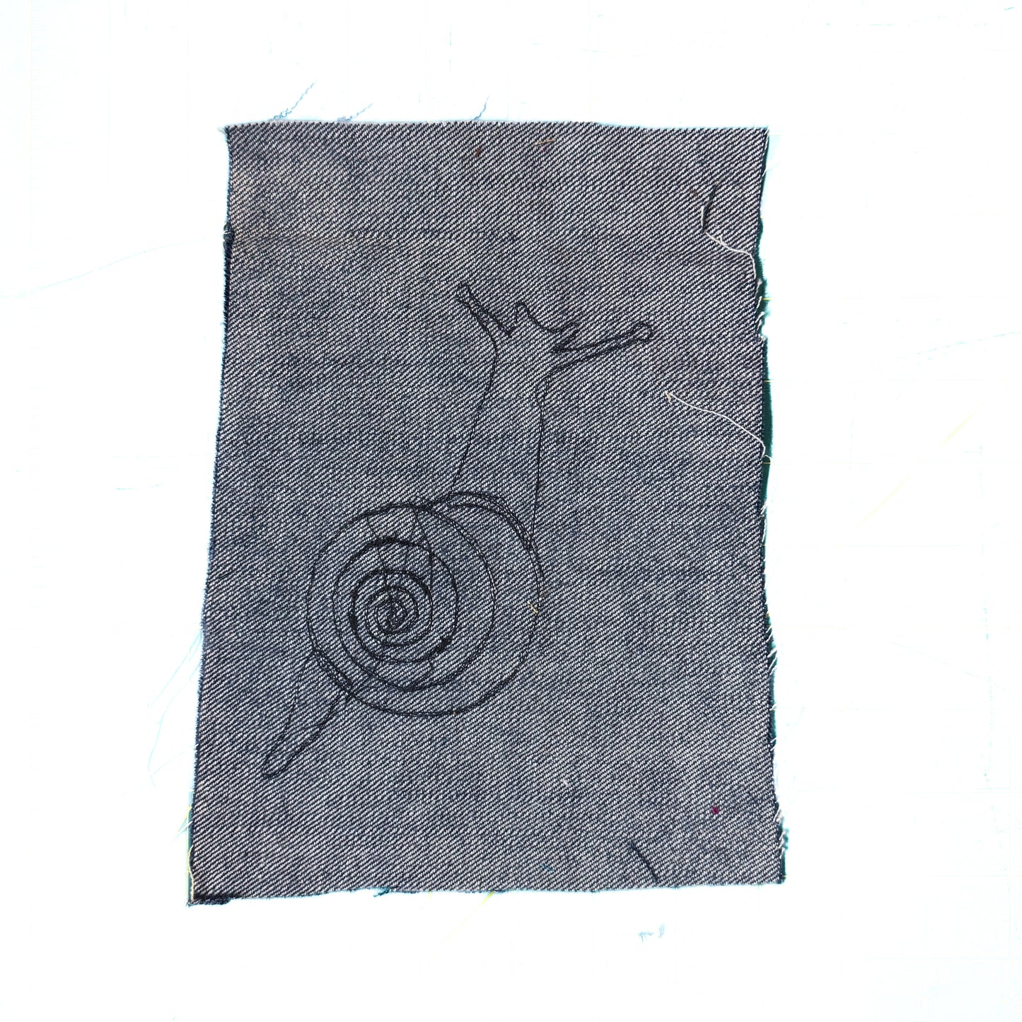Snail Sew-On Patch, 7" x 9", Denim, Cotton, Brocade