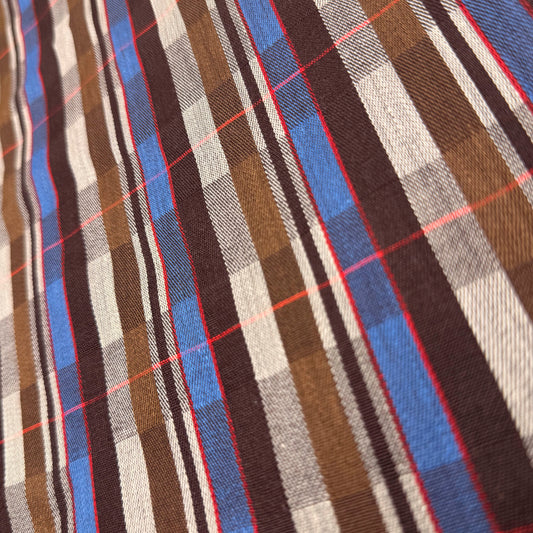 2 Yds x 62" Brown Blue Woven Cotton 0018